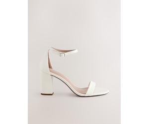 Next Faux Leather Block Heel Sandals Bianco