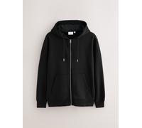 Next Felpa con cappuccio e zip intera in jersey pesante di cotone Nero