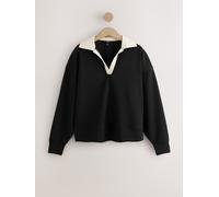 Next Felpa da rugby con colletto a contrasto e tessuto elasticizzato. xsmall Nero