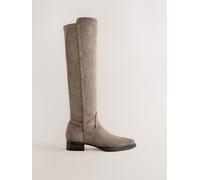 Next Forever Comfort Standard/Wide Fit Faux Suede Chisel Toe Knee High Sock Boots Marrone