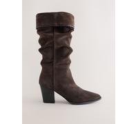 Next Forever Comfort Standard/Wide Fit Suede Whipstitch Knee High Slouch Boots Marrone