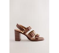Next Forever Comfort Suede Leather Buckle Block Sandals eu38 Marrone