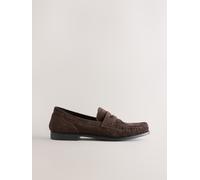 Next Forever Comfort Suede Leather Ruched Saddle Loafers eu375 Marrone