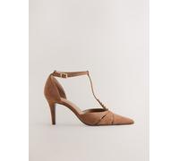 Next Forever Comfort Suede Leather Two Part T Bar Embellished Heels eu40 Marrone