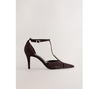 Next Forever Comfort Suede Leather Two Part T Bar Embellished Heels eu40 Marrone