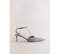 Next Forever Comfort Suede T Bar Point Toe Heels Grigio