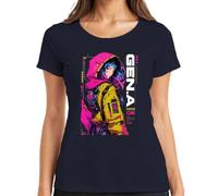 Next Generation Cybernetic Unit Japan Y2K - Maglietta da donna, blu navy, 3XL