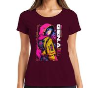 Next Generation Cybernetic Unit Japan Y2K - Maglietta da donna, bordeaux, 3XL