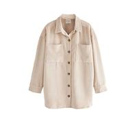 NEXT Giacca Camicia in Velluto Leggera da Donna, Shacket con vestibilità Oversized Neutro 42