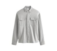 NEXT Uomini Giacca Stile Camicia in Twill di Jersey con Bottoni a Pressione Grigio M