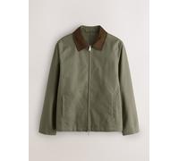 Next Giacca in cotone premium N. con colletto in Pelle scamosciata sintetica large verde