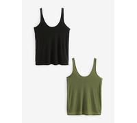 Next Gilet a coste con Scollo tondo e spalline larghe, confezione da 2 40 Nero