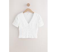 Next Gilet a maniche corte con scollo a V in pizzo 48 crema