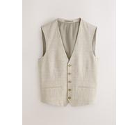 Next Gilet da Abito in misto cotone e Lino Motivo a scacchi 40r Naturale