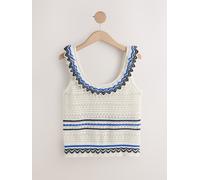 Next Gilet in maglia di cotone con Scollo tondo e volant xsmall Bianco