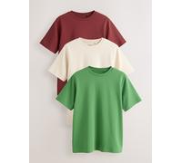 Next Green/Ecru/Red Heavyweight Basic T-Shirts 3 Pack 36 verde