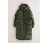 Next Khaki Green Shower Resistant Longline Padded Coat verde