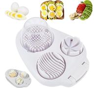 Next Level Egg Slicer, 3 in 1 Egg Slicer for Hard Boiled Eggs - Premium Stainless Steel Cutter with Cleaning Brush | Multi-Function Kitchen Tool for Strawberry, Tomato & Fruits Vegetables (1 PCS)