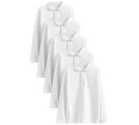 NEXT Ragazzo Confezione da 5 Polo per la Scuola a Maniche Lunghe in 100% Cotone Bianco 13 Anni