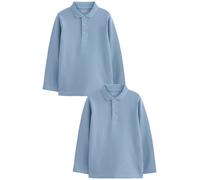 NEXT Ragazzo Confezione da 2 Polo per la Scuola a Maniche Lunghe in 100% Cotone Blu 12 Anni