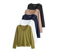 Next Maglietta navy / marrone chiaro / oliva / nero / bianco Donna Next L