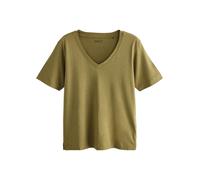 Next T-shirt donna con scollo a V ampio in cotone e modal verde oliva L