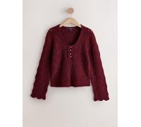 Next Maglione Henley a maniche lunghe in maglia traforata small rosso