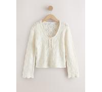 Next Maglione Henley a maniche lunghe in maglia traforata xxlarge crema