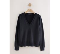 Next Maglione in cotone con scollo a V morbido al tatto large blu