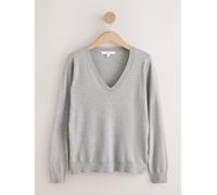 Next Maglione in cotone con scollo a V morbido al tatto medium Grigio