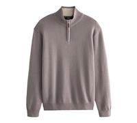 NEXT Maglione Uomo 100% Cotone Premium con Collo a Zip Marrone Fungo S