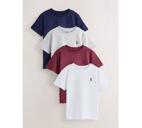 NEXT Ragazzo Confezione da 4 T-Shirt con Cervo Ricamato Burgundy Red/White 8 Anni