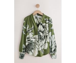 next Manica lunga - Top con scollo a V e polsini a V 40 verde