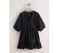 Next Mini abito con scollo a V e maniche a sbuffo 46tall Nero