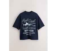 Next Modifica T-shirt con stampa grafica dal taglio rilassato blu