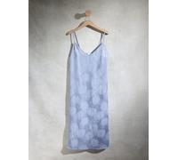 next N. Premium Sottoveste lunga con scollo a V, in raso jacquard floreale di alta qualità. 50 blu