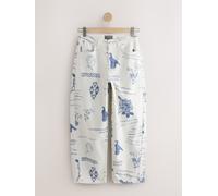Next National Trust x Next High Rise Barrel Leg Jeans 40long Bianco