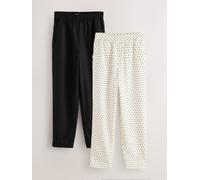 Next Pantaloni a Gamba ampia in misto lino elasticizzato 2 Confezione 40 Nero
