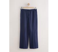 Next Pantaloni a gamba larga con cintura in lino 34 blu