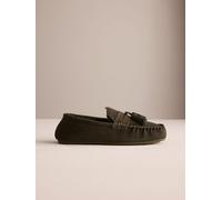 Next Pantofole mocassino in pelle scamosciata con nappine, modello Signature. uk7eu41 verde