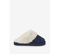 Next Pantofole Sabot in pelle scamosciata foderate in pelliccia sintetica blu