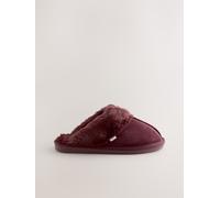 Next Pantofole Sabot in pelle scamosciata foderate in pelliccia sintetica small rosso