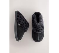 Next Pantofole Sabot in pelle scamosciata foderate in pelliccia sintetica xlarge Nero