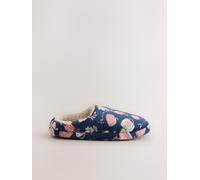 Next Pantofole Sabot in peluche con stampa large blu
