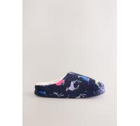 Next Pantofole Sabot in peluche con stampa small blu