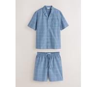 Next Pigiama a Maniche corte con Motivo a scacchi Bottone passante Set xlarge blu