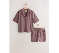 Next Pigiama corto in jersey con bottoni Set 40 Marrone