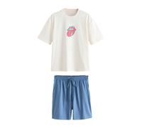 Next Pigiama corto 'The Rolling Stones' navy / turchese / lampone / bianco Uomo Next XXL