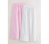 next Pink/White Linen Blend Wide Leg Trousers 2 Pack 38long rosa