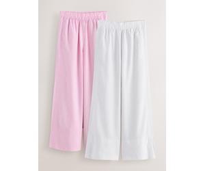 next Pink/White Linen Blend Wide Leg Trousers 2 Pack 38long rosa
